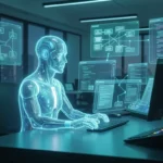 KI-Agent orchestriert Arbeitsabläufe auf holografischen Bildschirmen