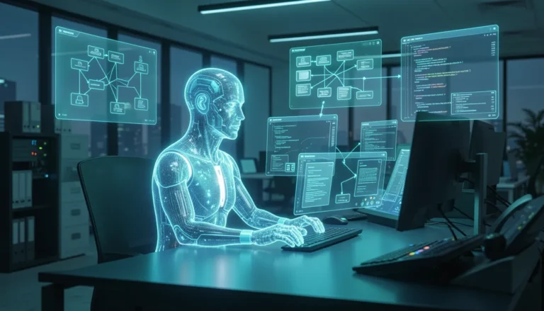 KI-Agent orchestriert Arbeitsabläufe auf holografischen Bildschirmen