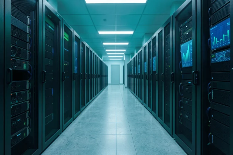 Modernes Rechenzentrum mit GPU-Racks als Symbol fuer KI-Inferenzkosten im Unternehmen