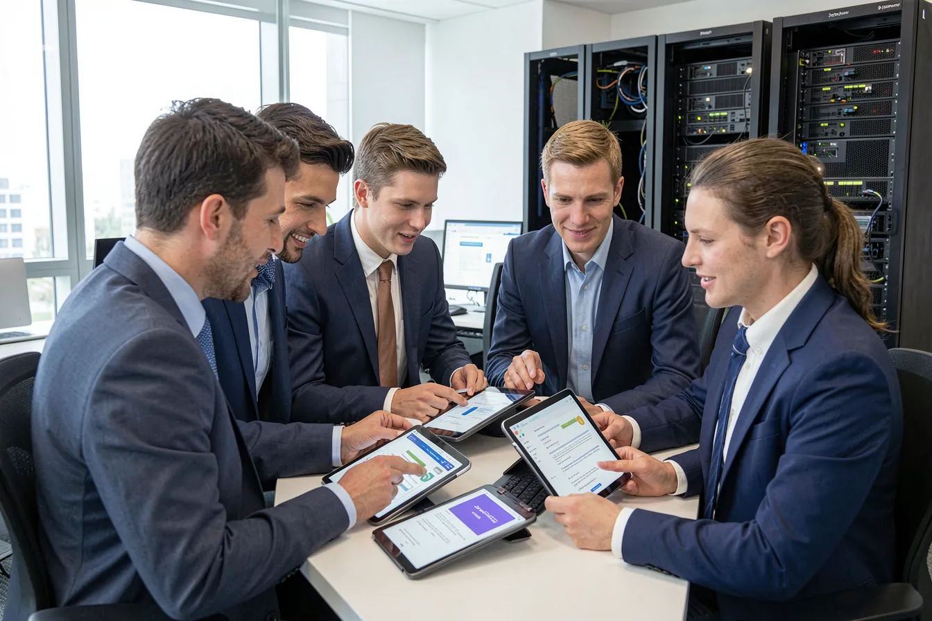Team arbeitet an dokumentenbasierten Workflows mit sicherer On-Premise-Infrastruktur