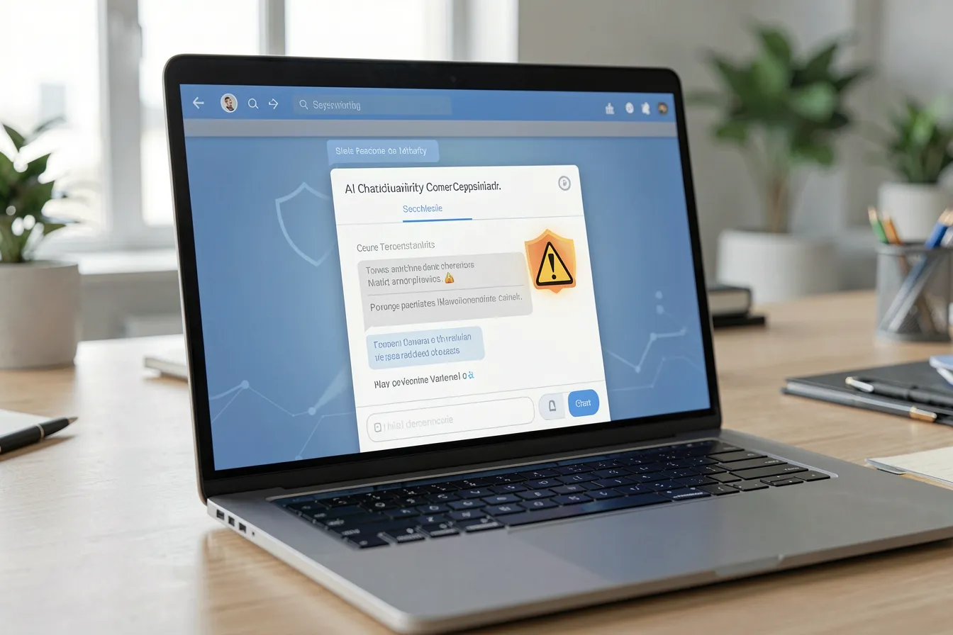 KI-Anwendung mit Sicherheitswarnung auf einem Laptop-Bildschirm