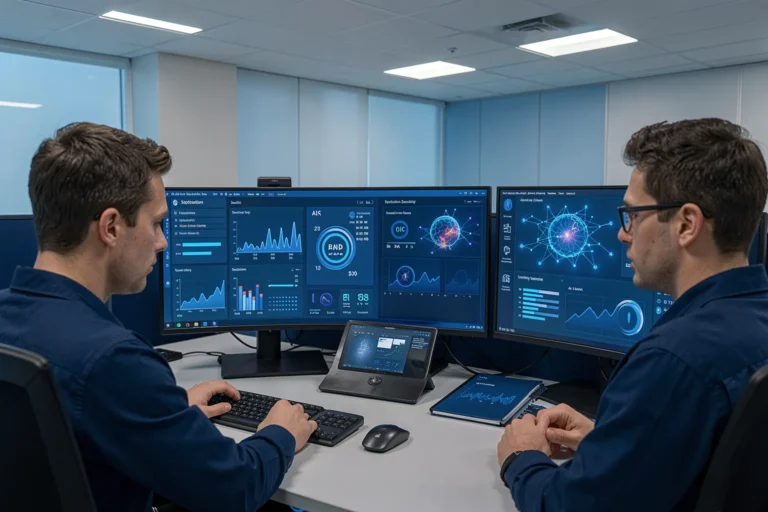 Sicherheitsanalysten überwachen KI-Anwendungen in einem Security Operations Center