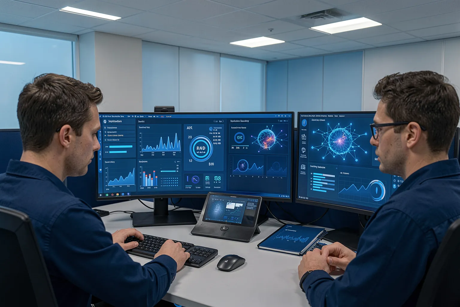 Sicherheitsanalysten überwachen KI-Anwendungen in einem Security Operations Center