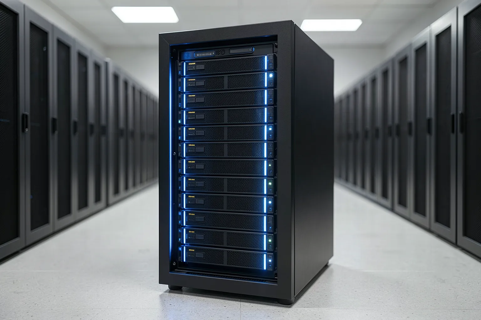 Kompakter GPU-Server im Rechenzentrum als Symbol fuer quantisierte KI-Modelle