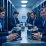 Team spezialisierter kleiner KI-Modelle als Multi-Agenten-System im Unternehmen
