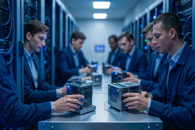 Team spezialisierter kleiner KI-Modelle als Multi-Agenten-System im Unternehmen