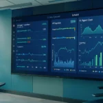 Enterprise-Kontrollraum mit Dashboards zur Überwachung von KI-Agenten in Produktion