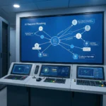 Steuerungsraum mit KI-Routing-Netzwerk, das Aufgaben auf kleine und große Modelle verteilt
