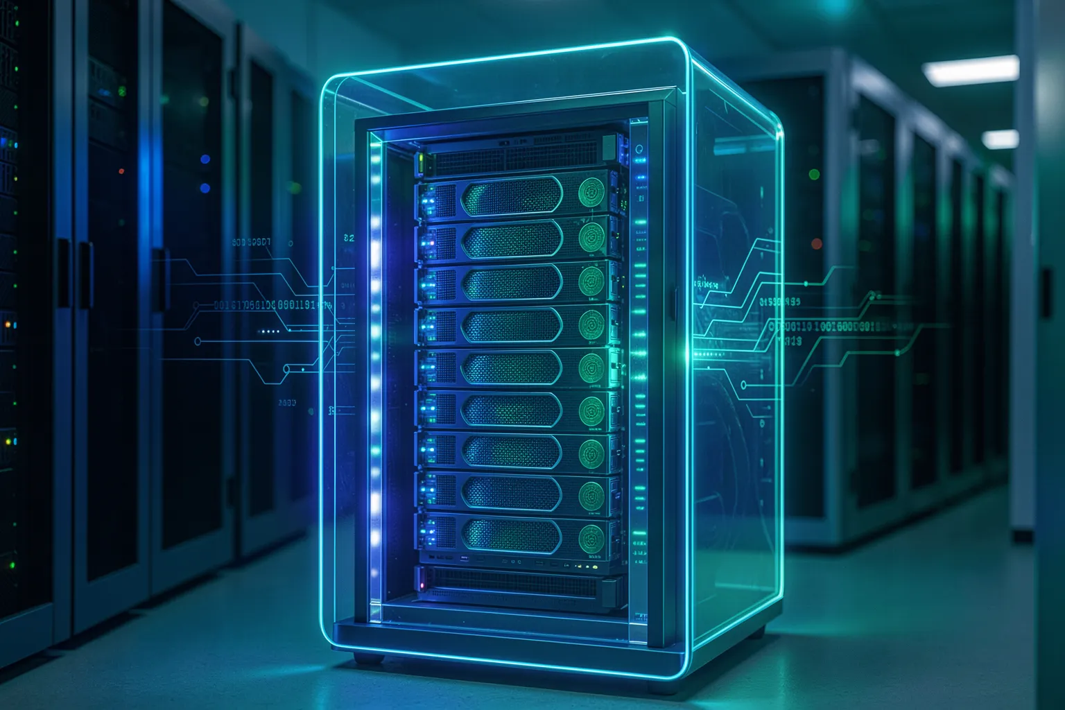 Geschütztes Rechenzentrum mit abgeschirmten GPU-Servern für Confidential Computing