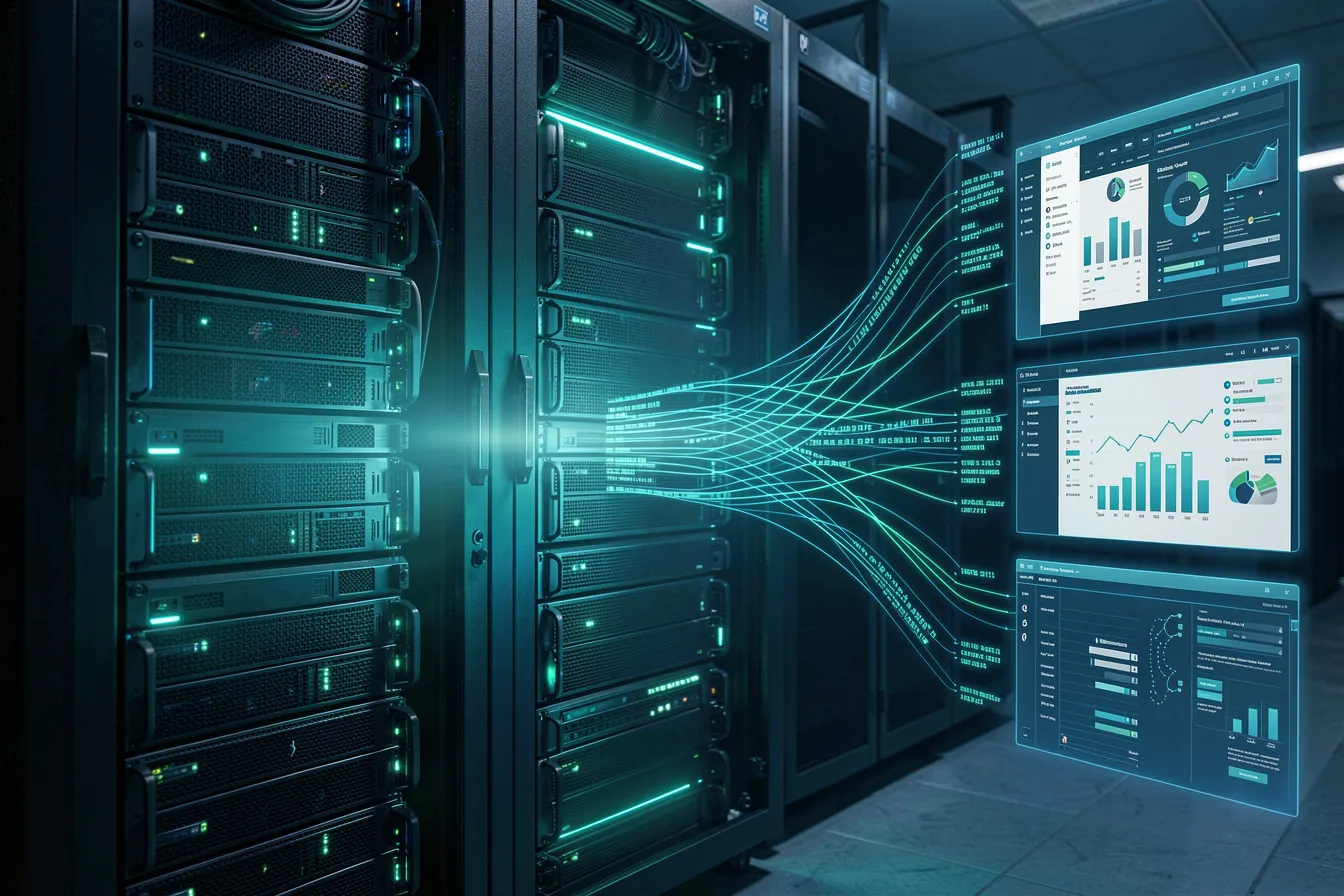 On-Premise-Server mit strukturierten Datenströmen zu Unternehmenssoftware hinter einer Firewall