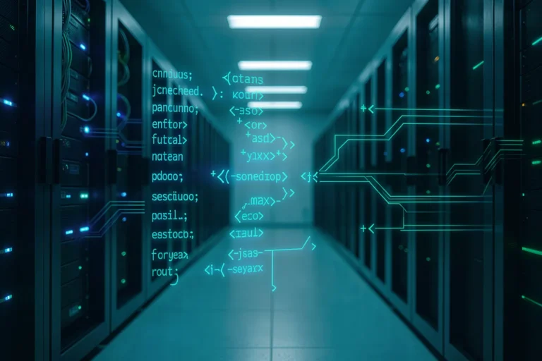 Konzept strukturierter KI-Ausgaben: geordnete JSON-Daten aus Sprachmodellen in Unternehmenssystemen