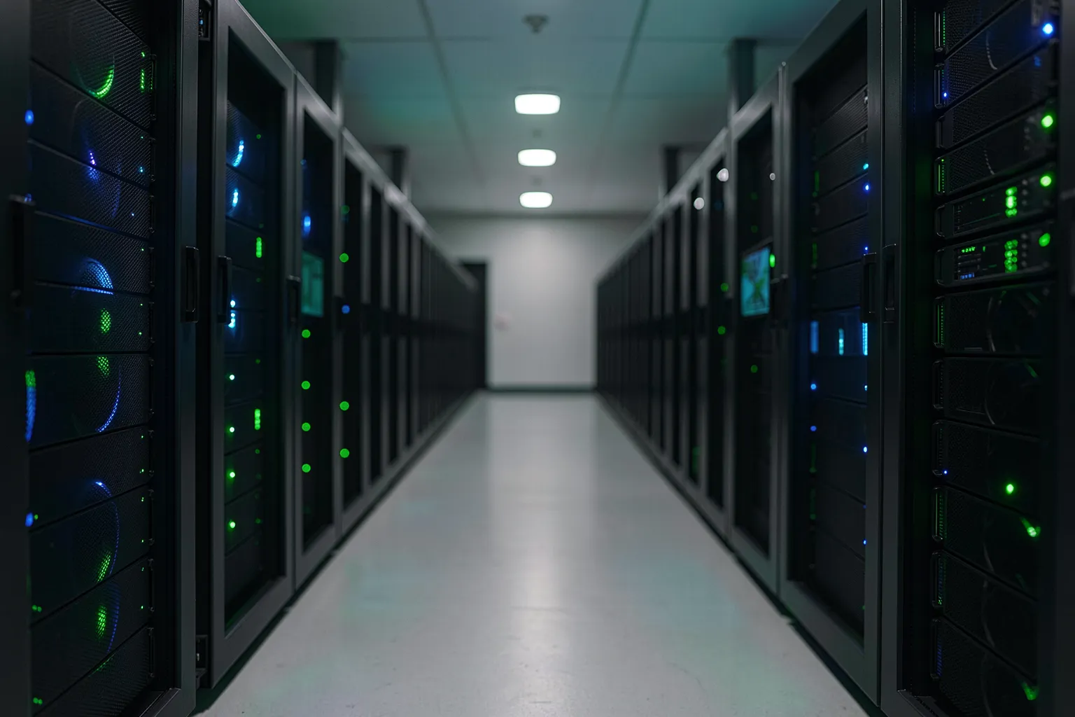 Moderner Enterprise-Serverraum mit GPU-Servern für KI-Inferenz