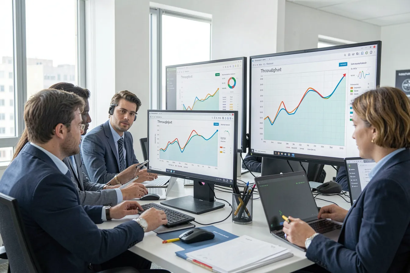IT-Team beobachtet steigenden Durchsatz auf Performance-Dashboards