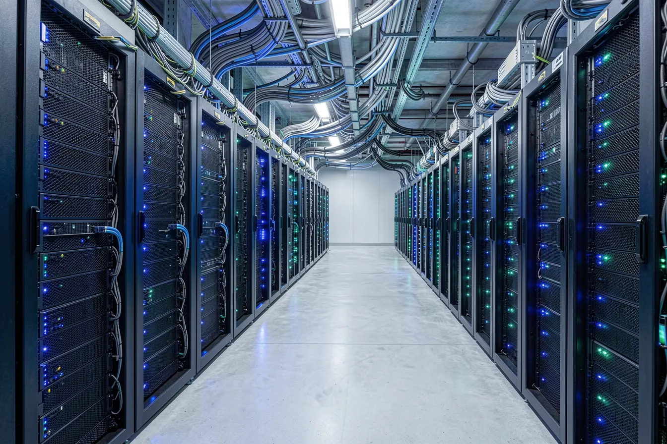 GPU-Serverracks im Rechenzentrum fuer on-premise visuelles Dokumenten-RAG