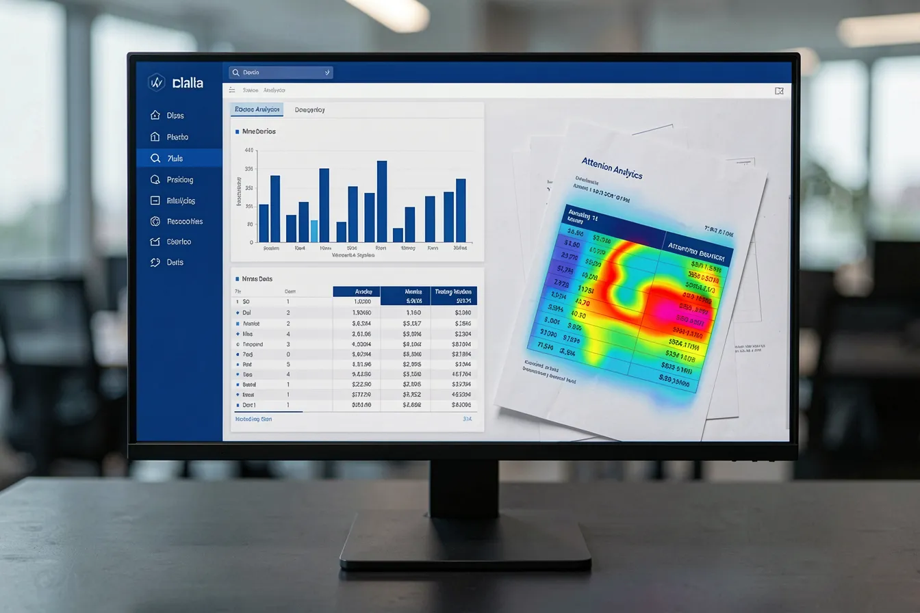 Analyse-Dashboard mit Attention-Heatmap auf einer Dokumentenseite