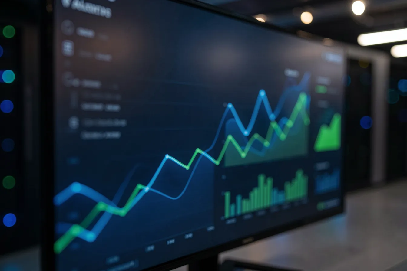 Monitoring-Dashboard mit Diagrammen zu GPU-Speicherauslastung, Latenz und Durchsatz